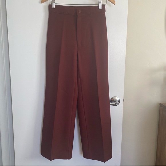 Vintage 60s Levi Strauss & Co Pants Trousers High Waisted Burgundy Maroon Mod - Picture 6 of 11